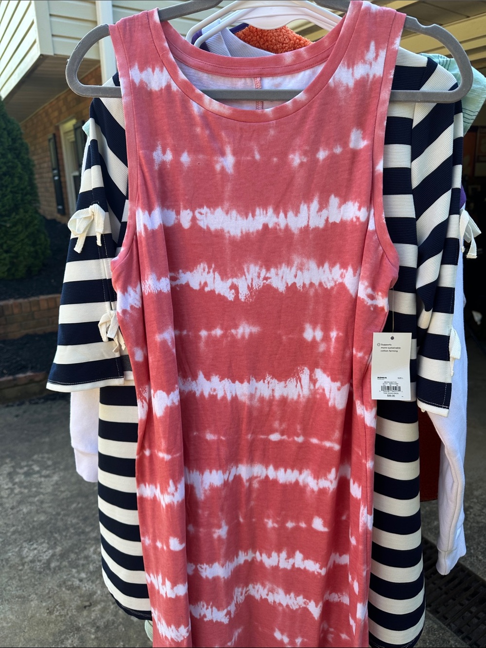 Kohl's Girls Coral and White Tie-Dye Sleeveless Dress